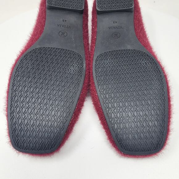 Vivaia Margot 2.0 Flats Size EU43/US11 Bordeaux Maroon Square-Toe Faux Mink - Picture 14 of 15